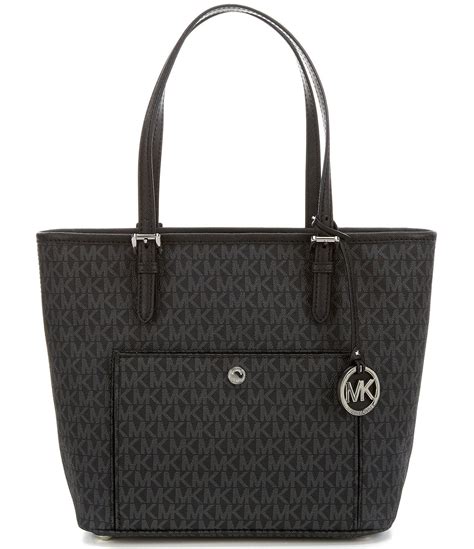 michael kors jet set md snap pocket tote black|Michael Kors jet set saffiano.